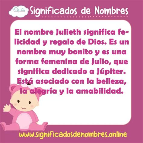 qué significa el nombre julieth|El significado y origen del nombre JULIETH es: .